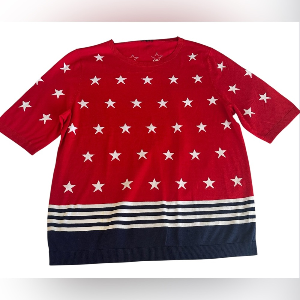 Talbots Red Star Pattern Tee